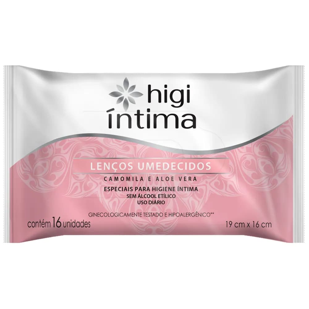 Daxx Higi Íntima Lenços Umedecidos Íntimo 16 Unidades - Camomila e Aloe Vera