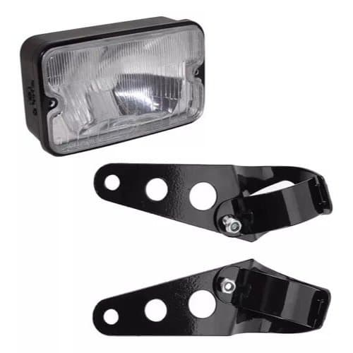 KIT FAROL MOBILETE PRETO SEM LAMPADA +  PAR SUPORTE E PARAFUSOS