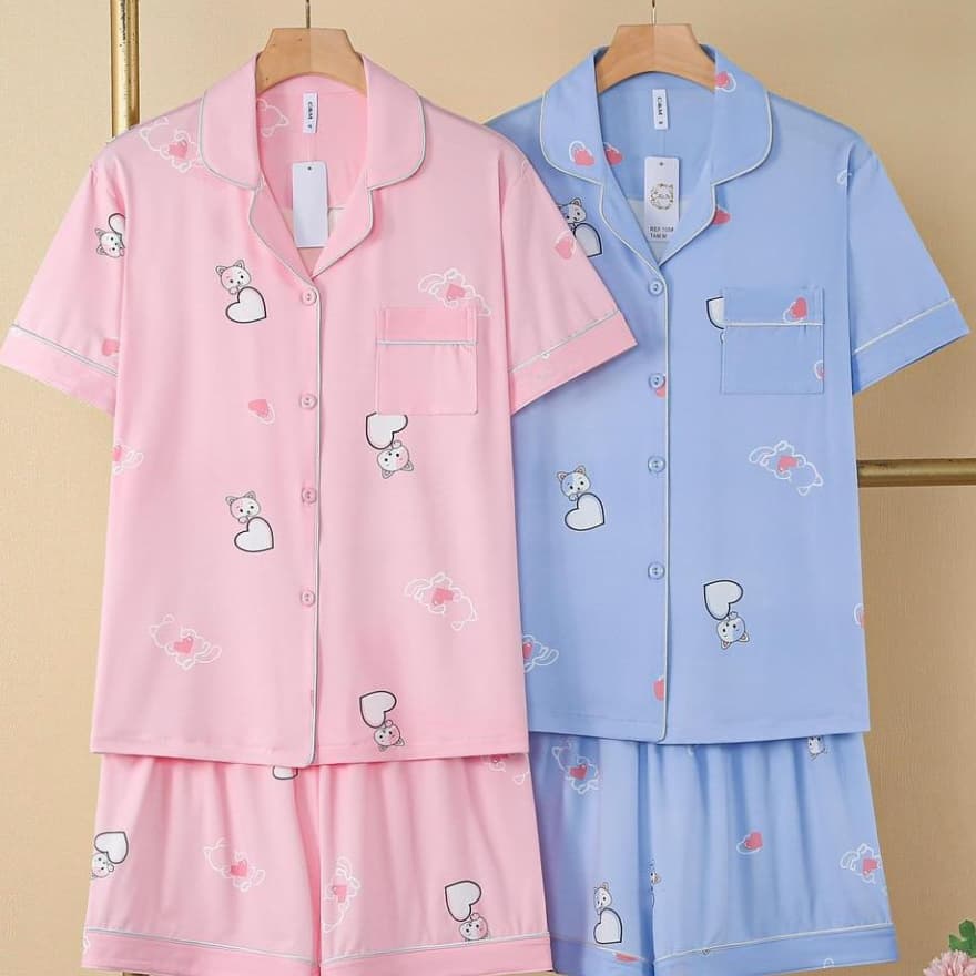 Pijama Americano Feminino Virginia Importado com Botões Modelos Variados Confortável