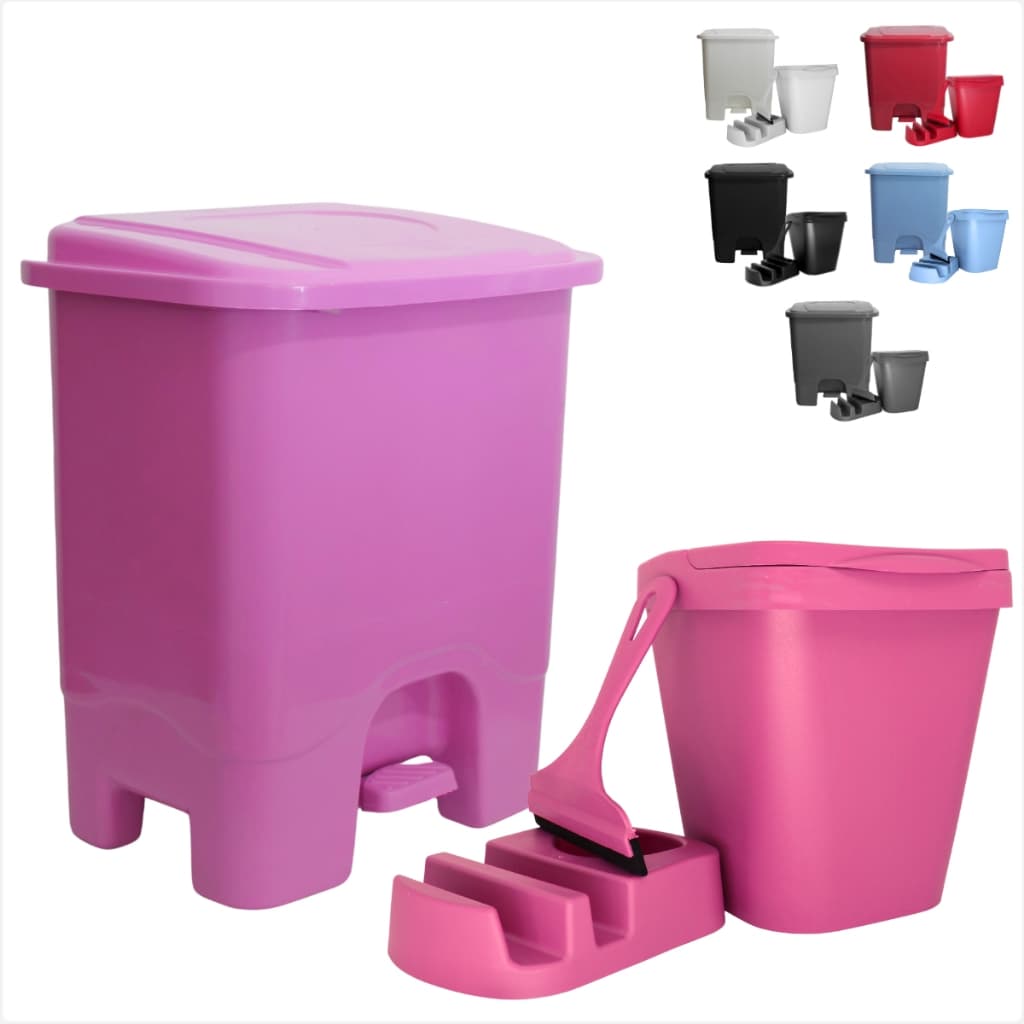 Kit Porta Detergente Lixeira e Rodo de Pia Cozinha + Lixeira 13 Litros Colorida Com Pedal, Para Cozinha ou Banheiro