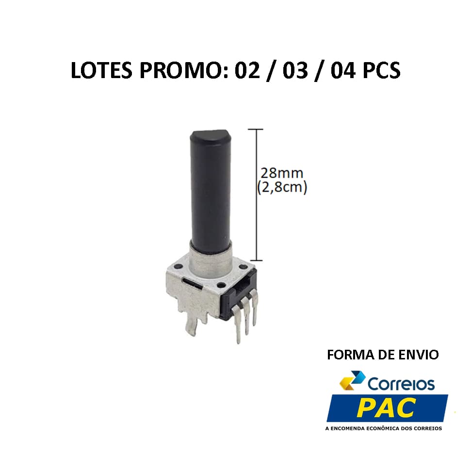 Potenciômetro RV09 3Pin 28mm, B503 B50k para mesa de som