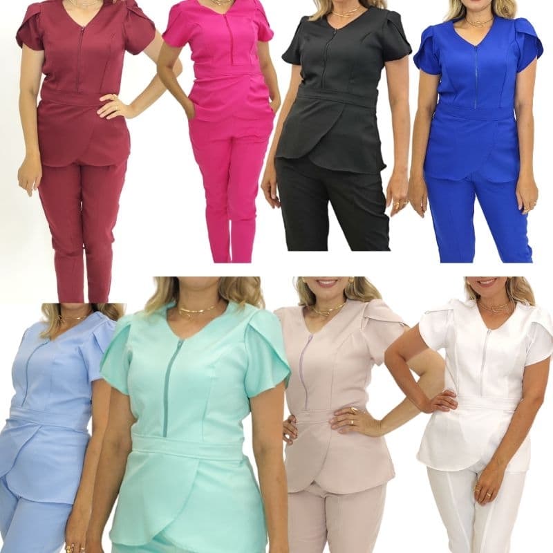 Blusa Bata uniforme Scrubs enfermagem manicure dentista medico várias cores
