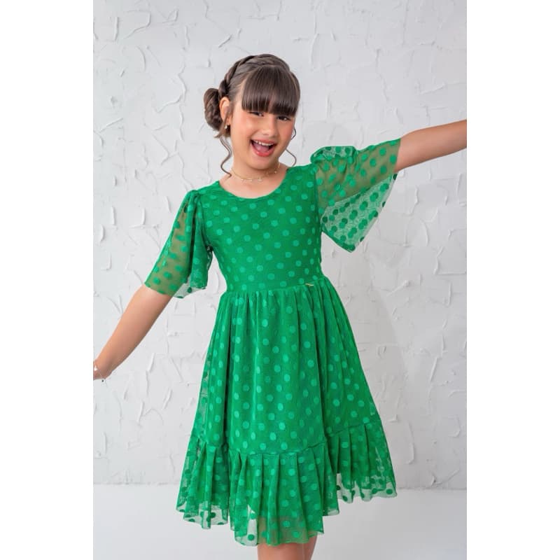 Vestido Infantil Juvenil Tule Luxo | Vestido Infantil Verde Vermelho Branco Natal e Ano Novo