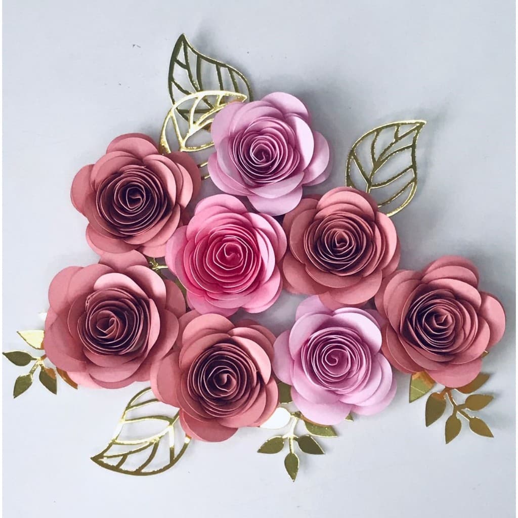 Flor de papel para topo topper de bolo com 5 unidades