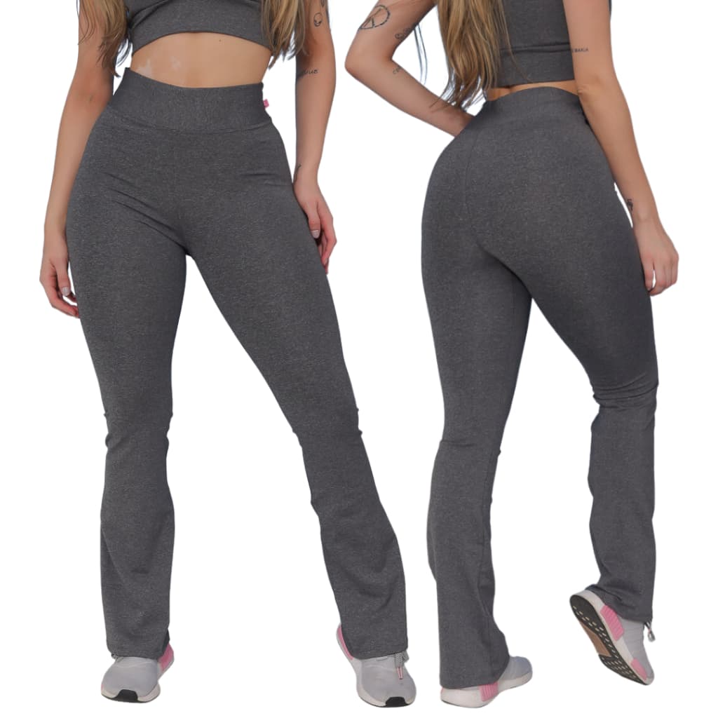 Calça Legging Feminina Flare Bailarina Suplex Cintura Alta Legging Preta Grossa