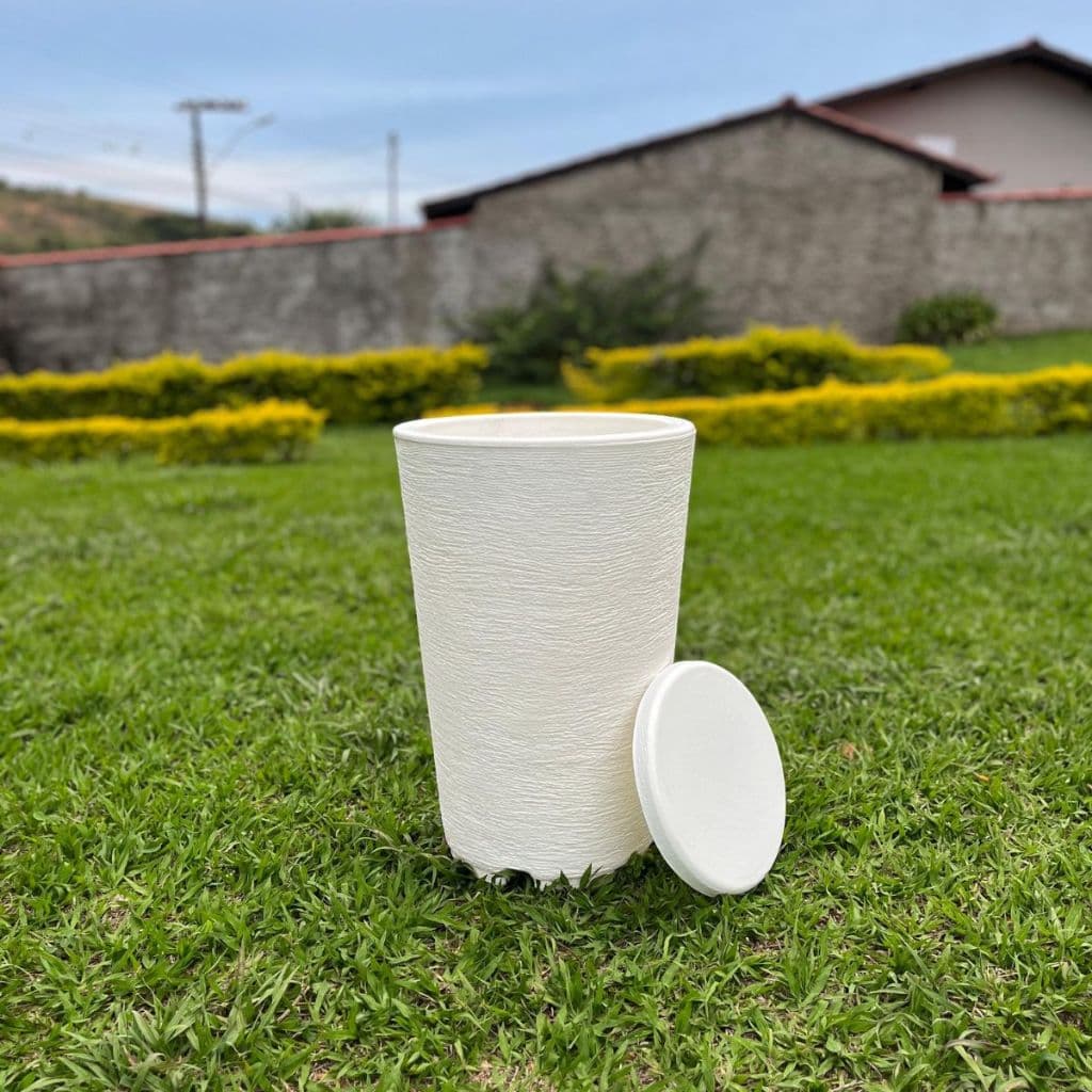 Vaso Decorativo Para Plantas Coluna Redonda N2 C/ Prato Decoração Sala Jardim Casa