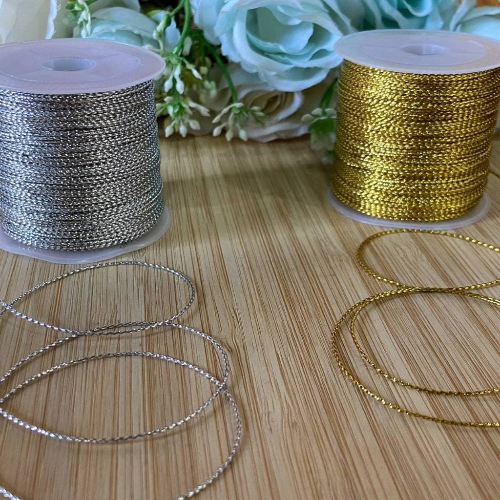 Cordão metalizado dourado ou prata 1.0mm com 50 metros bola de acrilico natal convites