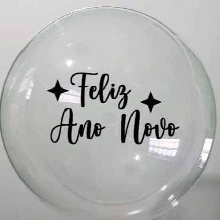 Adesivo Feliz Ano Novo em Vinil Para balões bolha e bexigas 18" a 24"
