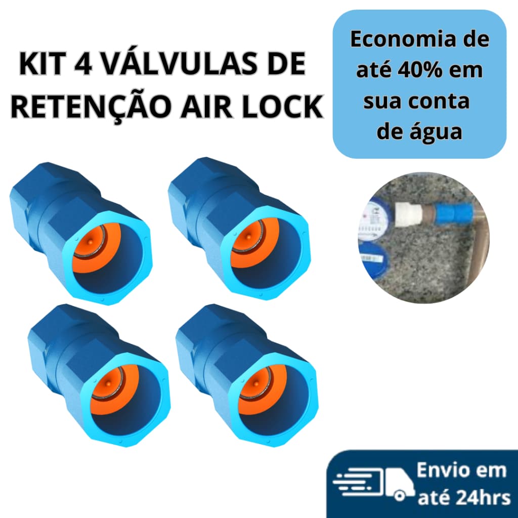 Válvula Bloqueadora de Ar - Kit 4 Unidades - Universal - Airlock - Economia na Conta de Água