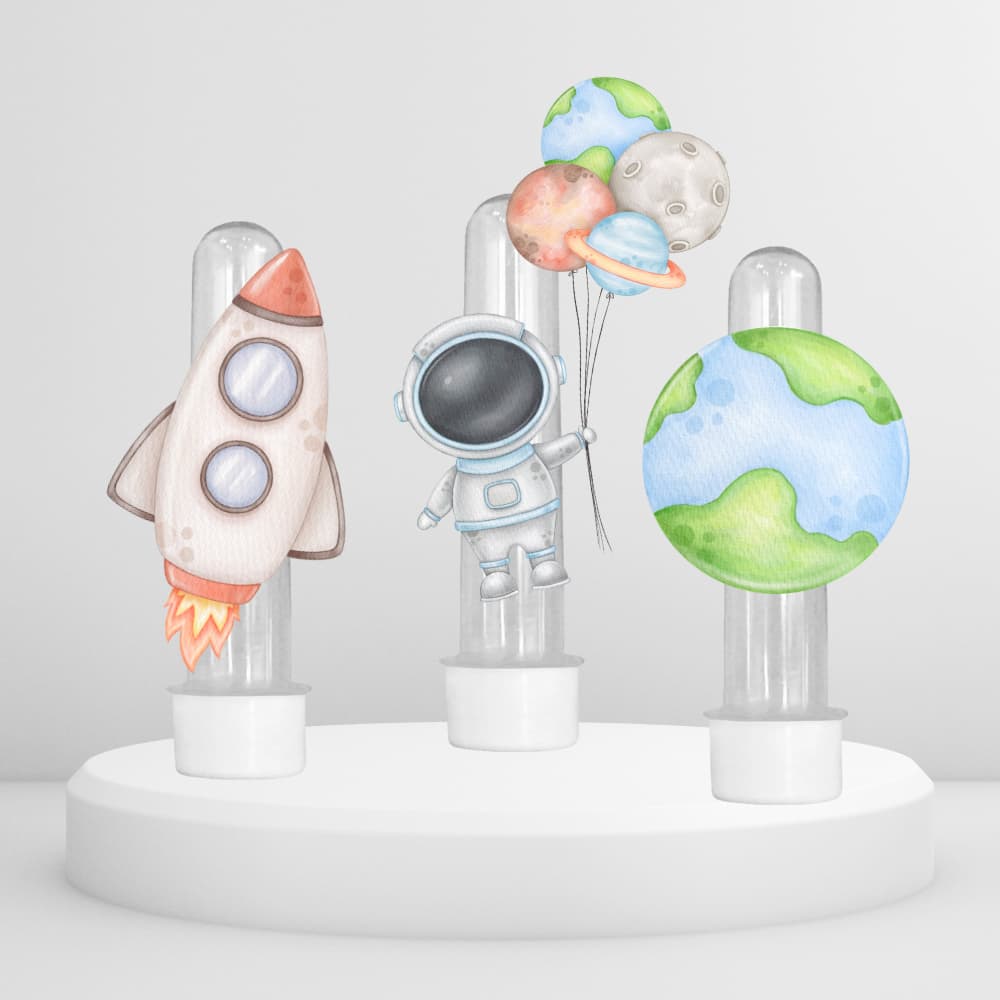 Apliques para tubete personalizado do Astronauta Cute  + Brinde 10 topper para docinho papelaria personalizada