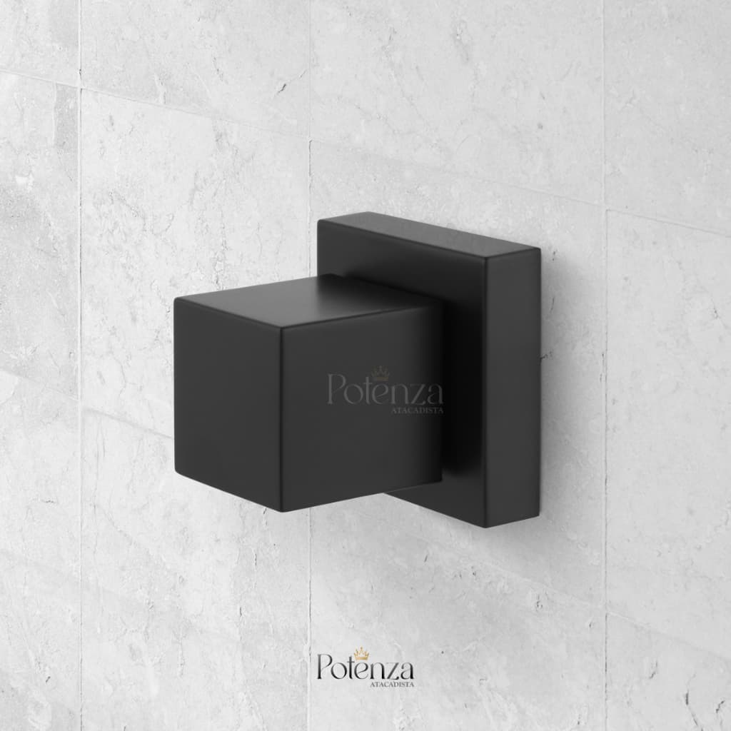 Acabamento Quadrado para Registro Preto Fosco - Potenza, Padrão Deca 1/2" ou 3/4"