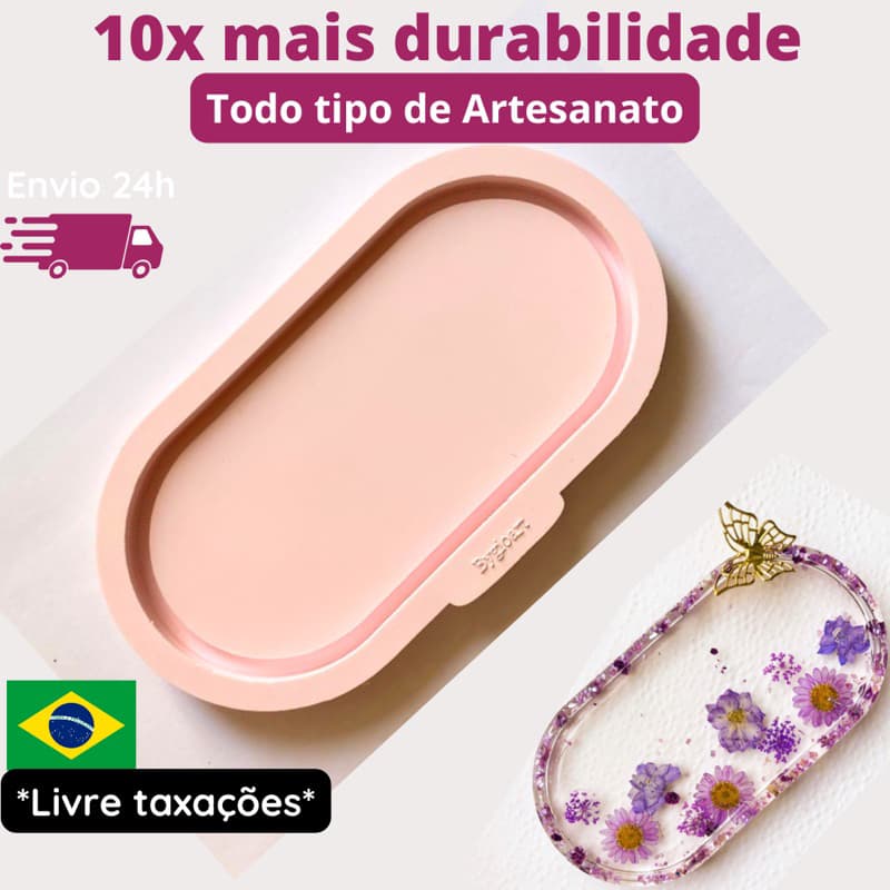Molde de silicone bandeja oval para resina epóxi gesso artesanato diy decoração porta copo