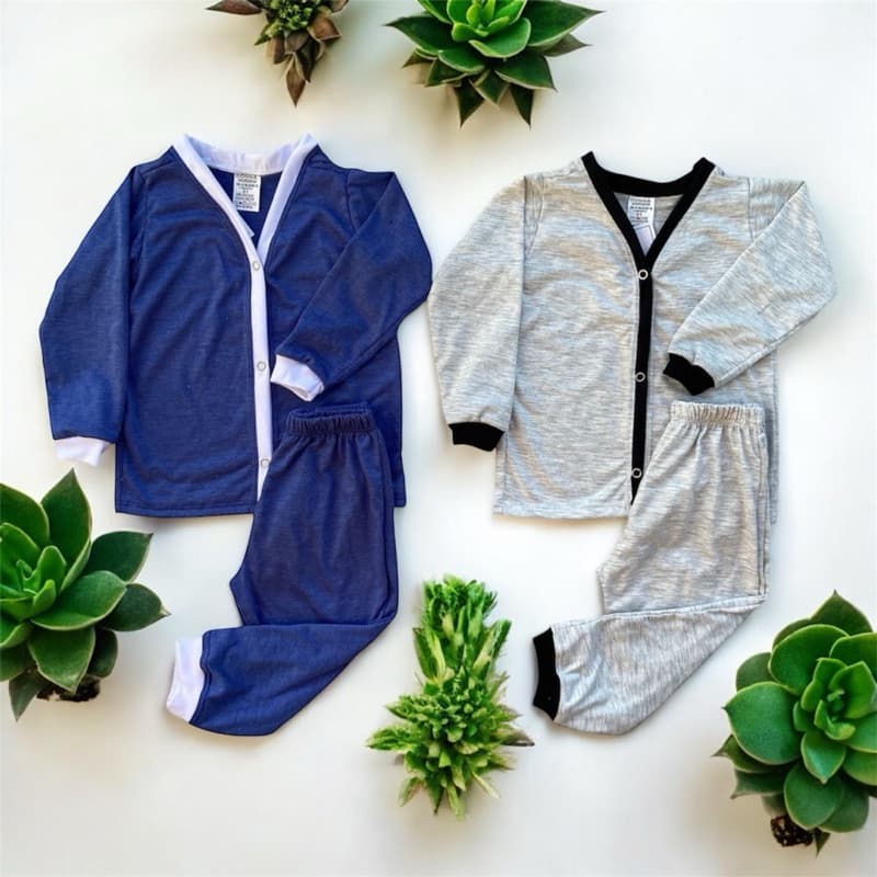 pijama americano kit 2 conjuntos botão menino criança curto verao