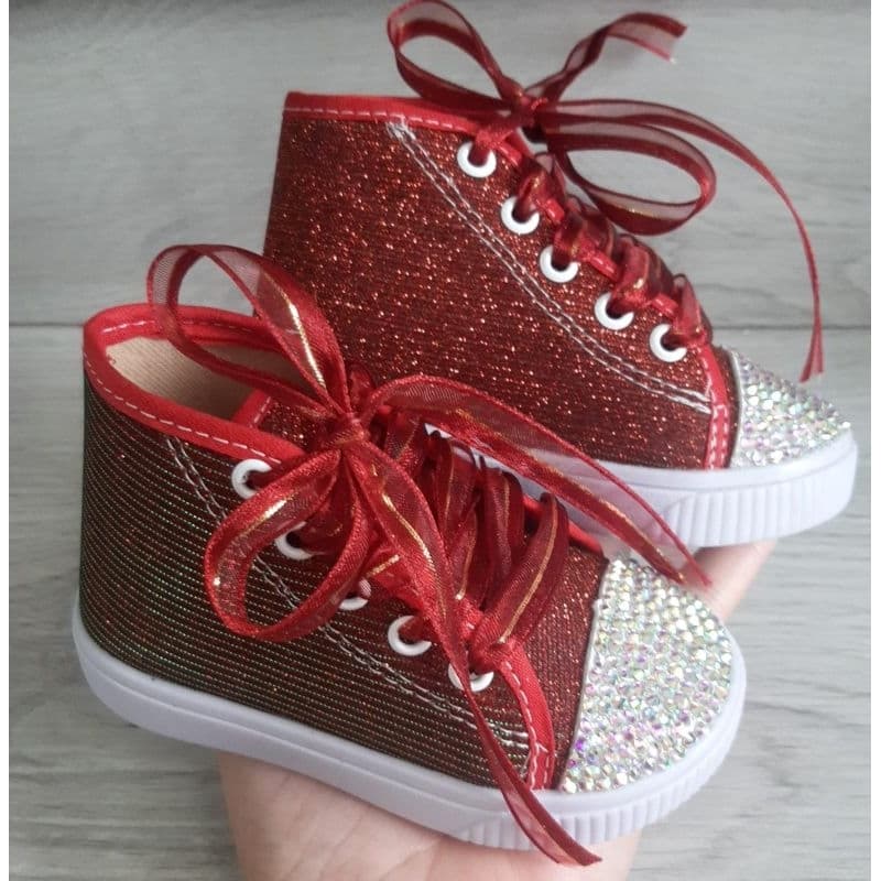 tenis botinha personalizado infantil tema Natal vermelho com griter