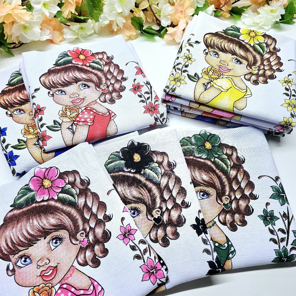 Pano de Prato Boneca Cachinhos 100% algodão   Escolha Sua Cor Tamanho Grande Premium