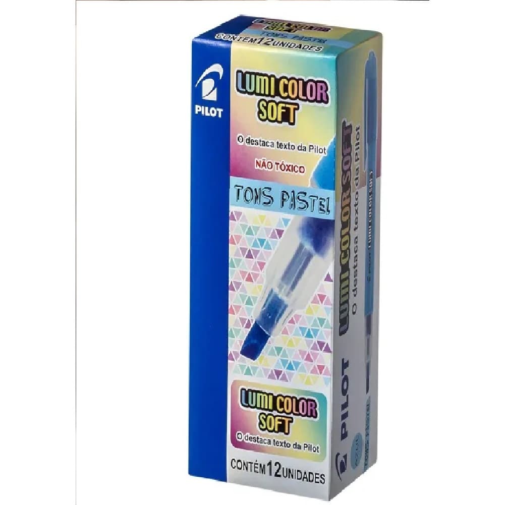 CANETA MARCA TEXTO LUMICOLOR AZUL PASTEL - CAIXA COM 12 UNIDADES