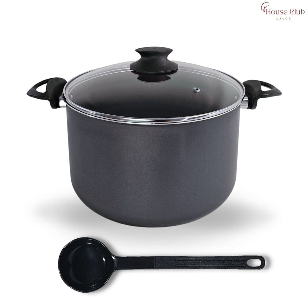Caldeirão 22 cm GRANDE Com Tampa de Vidro Antiaderente Com 5 Camadas De Teflon Cor Preto Grafite