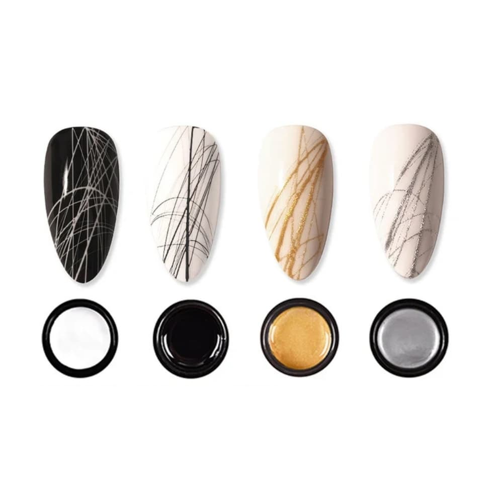 Spider Gel Teia De Aranha Dourado Prata Preto Branco 10ml Gel de Desenho de unhas de aranha Preto