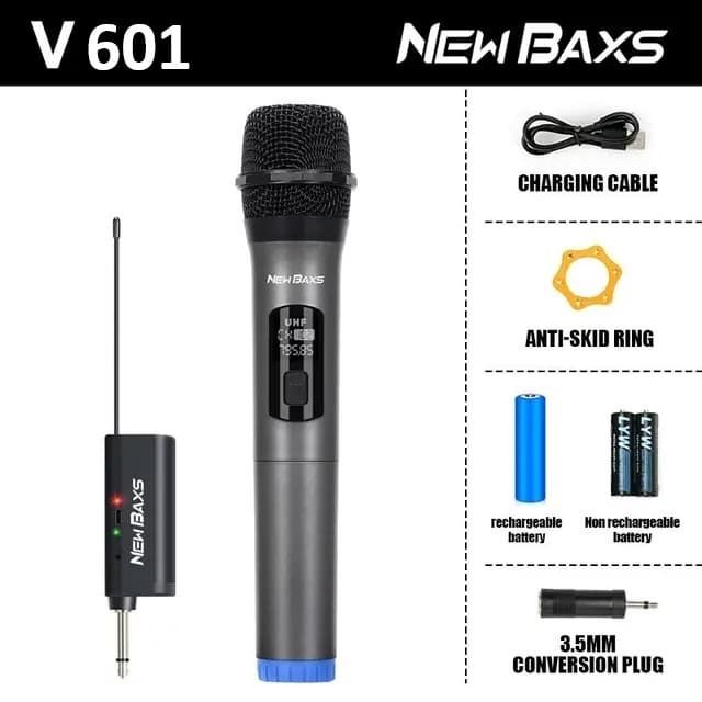Microfone Dinâmico Sem Fio com Receptor Recarregável, Microfone De Mão, Karaoke Mic, Festa De Casamento, Clube De Igreja