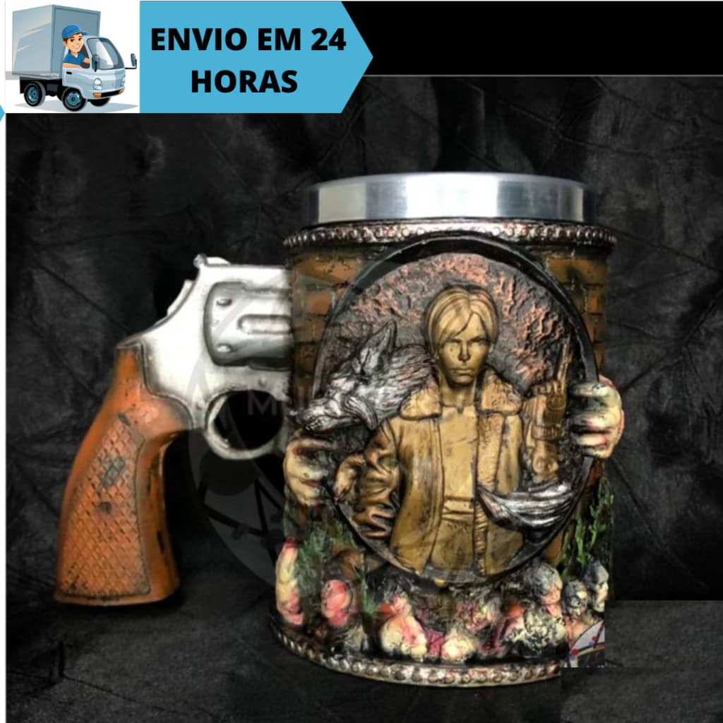 Caneca/Copo Leon S. Kennedy Resident Evil 4 - 3D Resina 300cm Preço da Fabrica