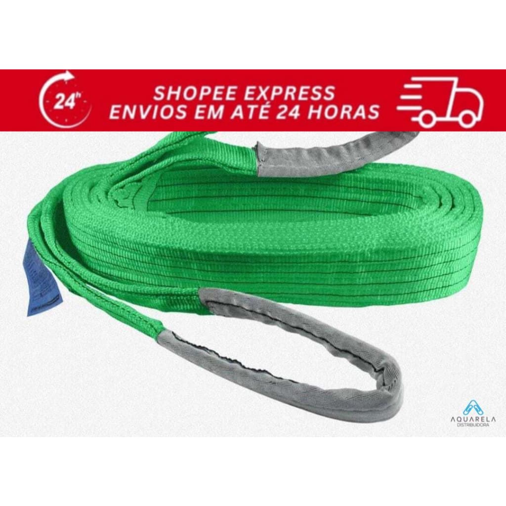 Cinta De Elevação Sling 2 Mts 60mm - 2 Ton - Verde F.s 7:1