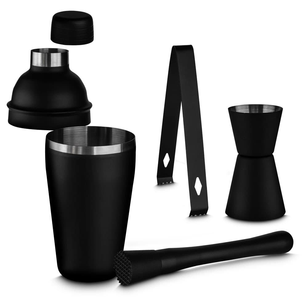 Kit Caipirinha 4 peças Inox Coqueteleira Profiss com capacidade de até 500ml socador dosador e pinça