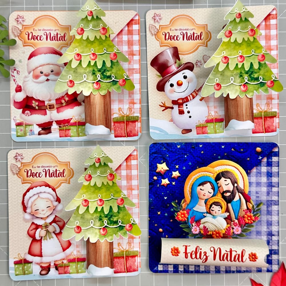 Card ou cartão porta Batom de Chocolate de Natal lembrancinha ou mimo personalizado