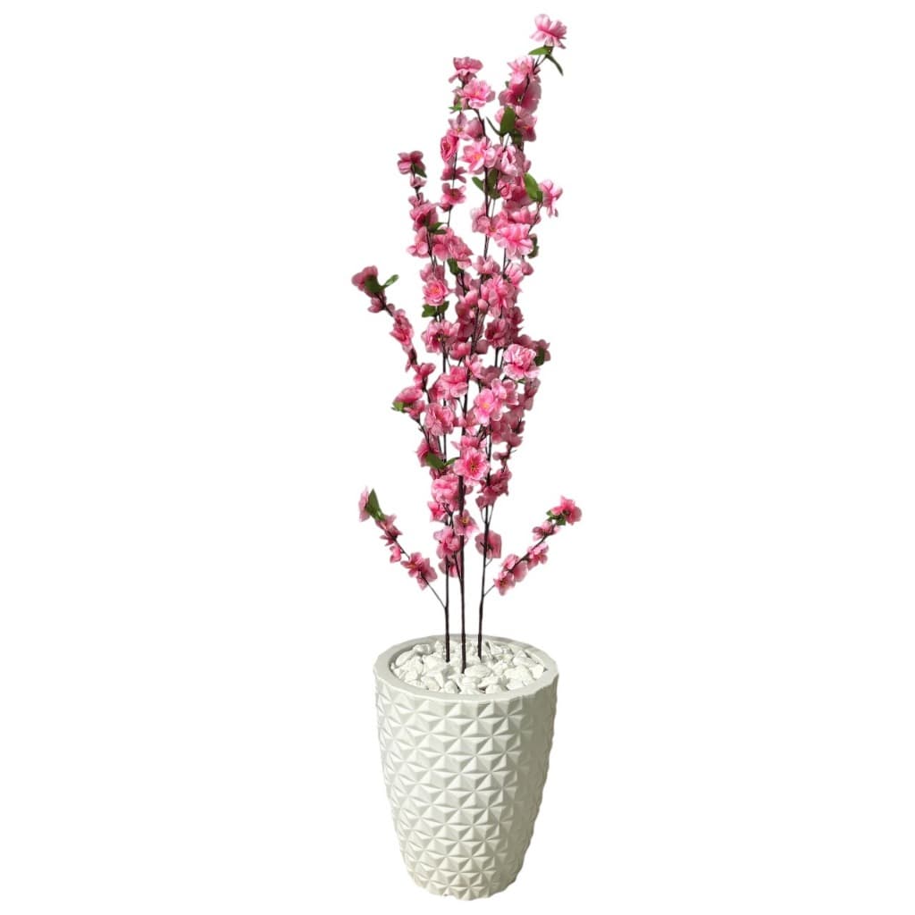 Planta Cerejeira Artificial  Decoração Casa Sala Escritório Com Vaso 3D Branco Decorativo