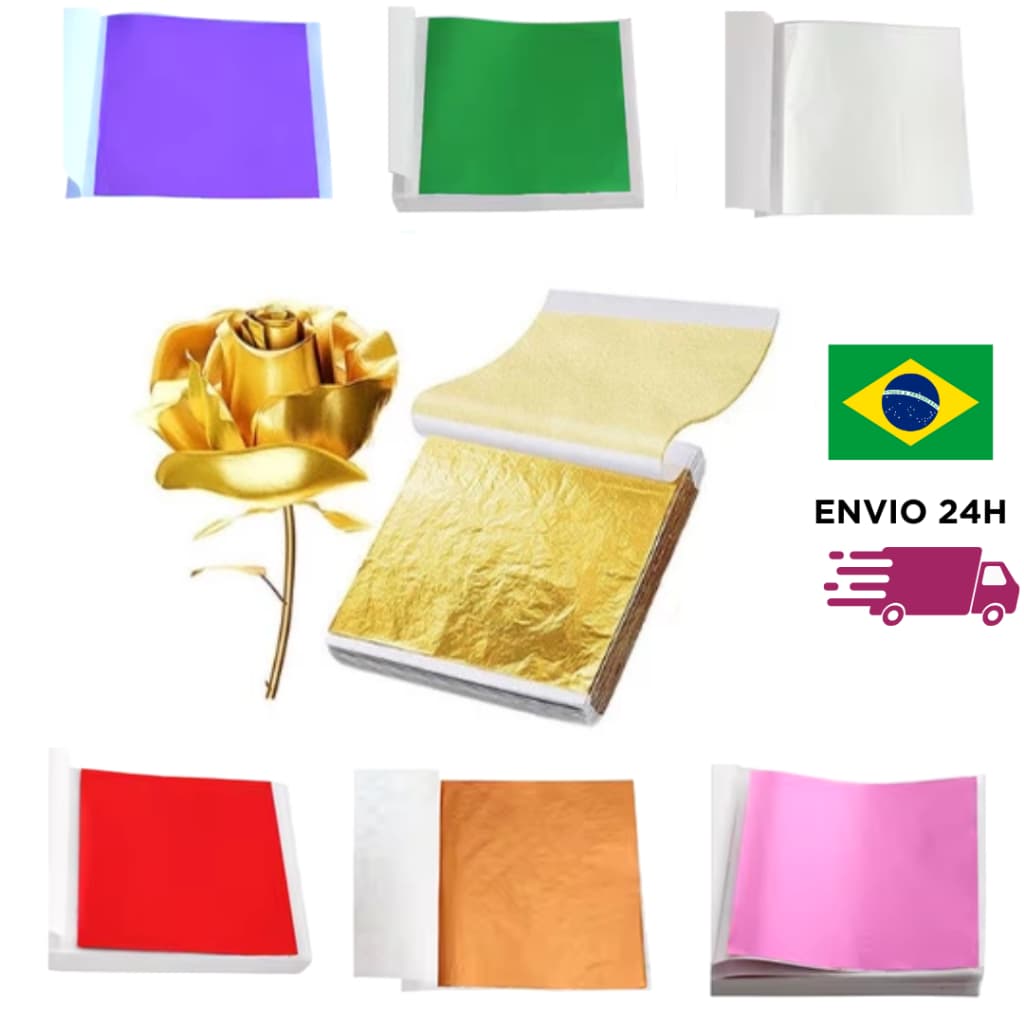 1 / 7 Folhas De Ouro dourada Alta Qualidade Decoração carnaval gesso artesanato geral unhas decoração resina epóxi folha