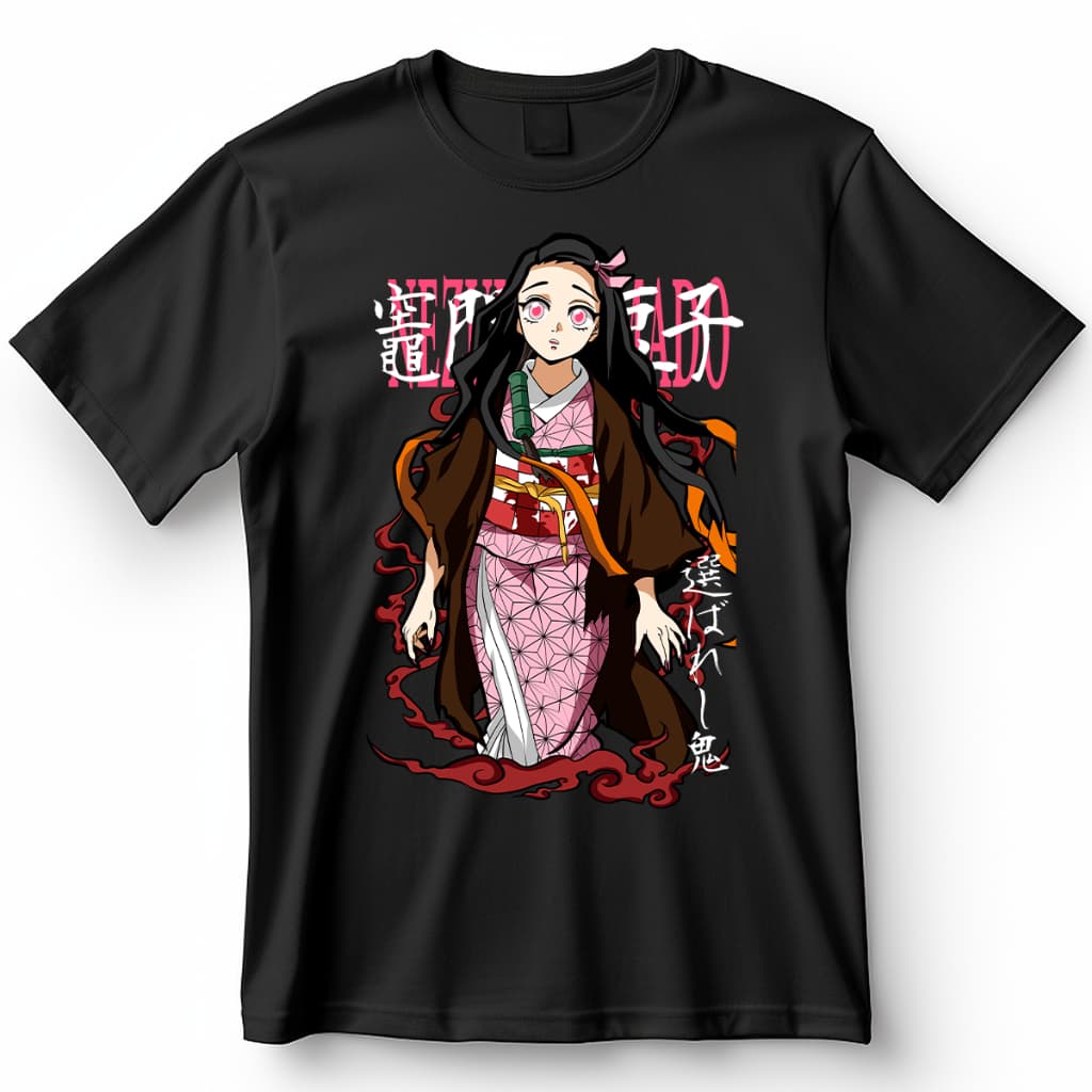 Camisa Demon Slayer Nezuko Kamado Kimetsu no Yaiba Camiseta de Anime 100% Algodão