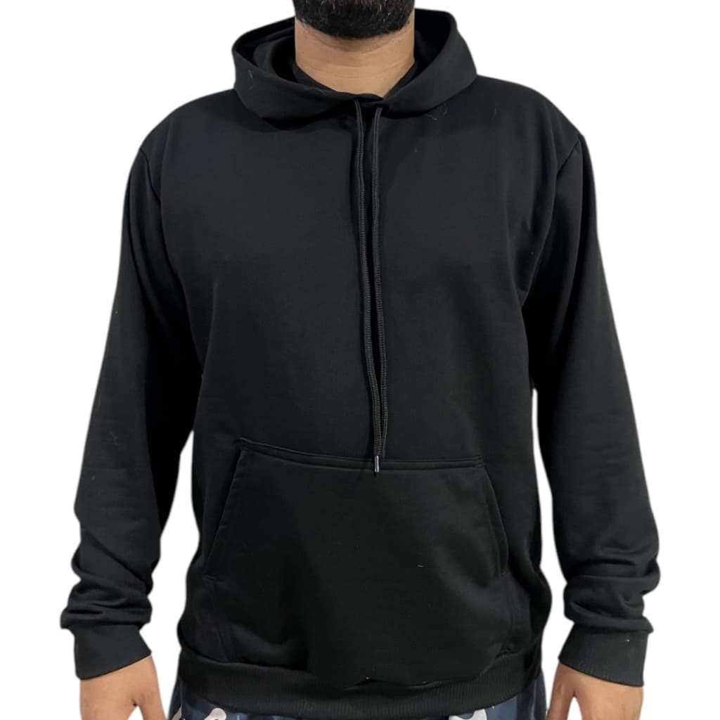 Moletom Canguru Unissex Liso Com Capuz Blusa de Frio Sem Estampa Feminino e Masculino