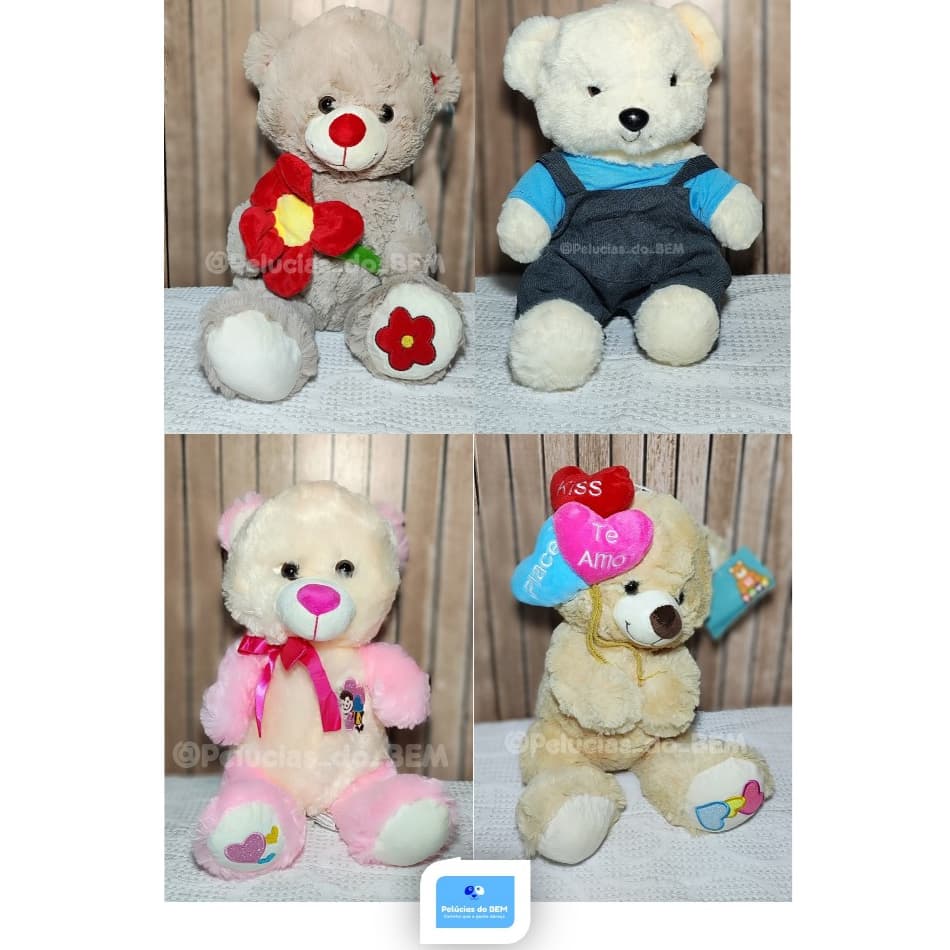 Urso de pelúcia Grande Premium - Variados - Br machine - Média de 30 cm de altura