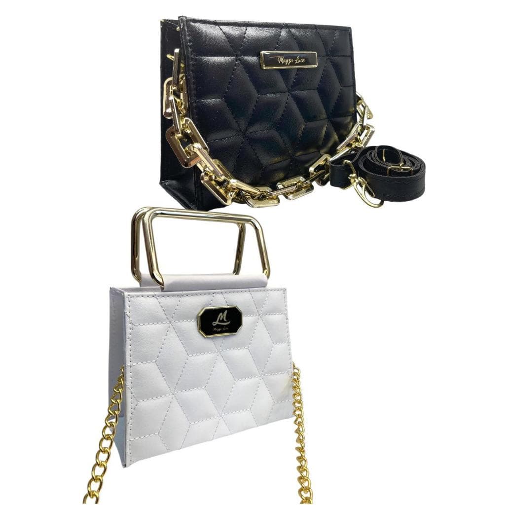 Kit Duas Bolsas Feminina ML Corrente Grossa e Punho duplo Festa casamento formatura balada.