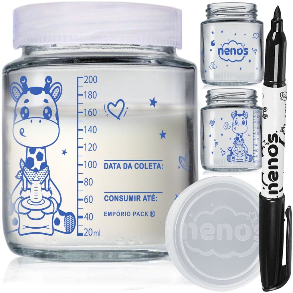 24 Potes de Vidro Armazenar Leite Materno ou Papinha com Graduação 200ml (Cap. 240ML)