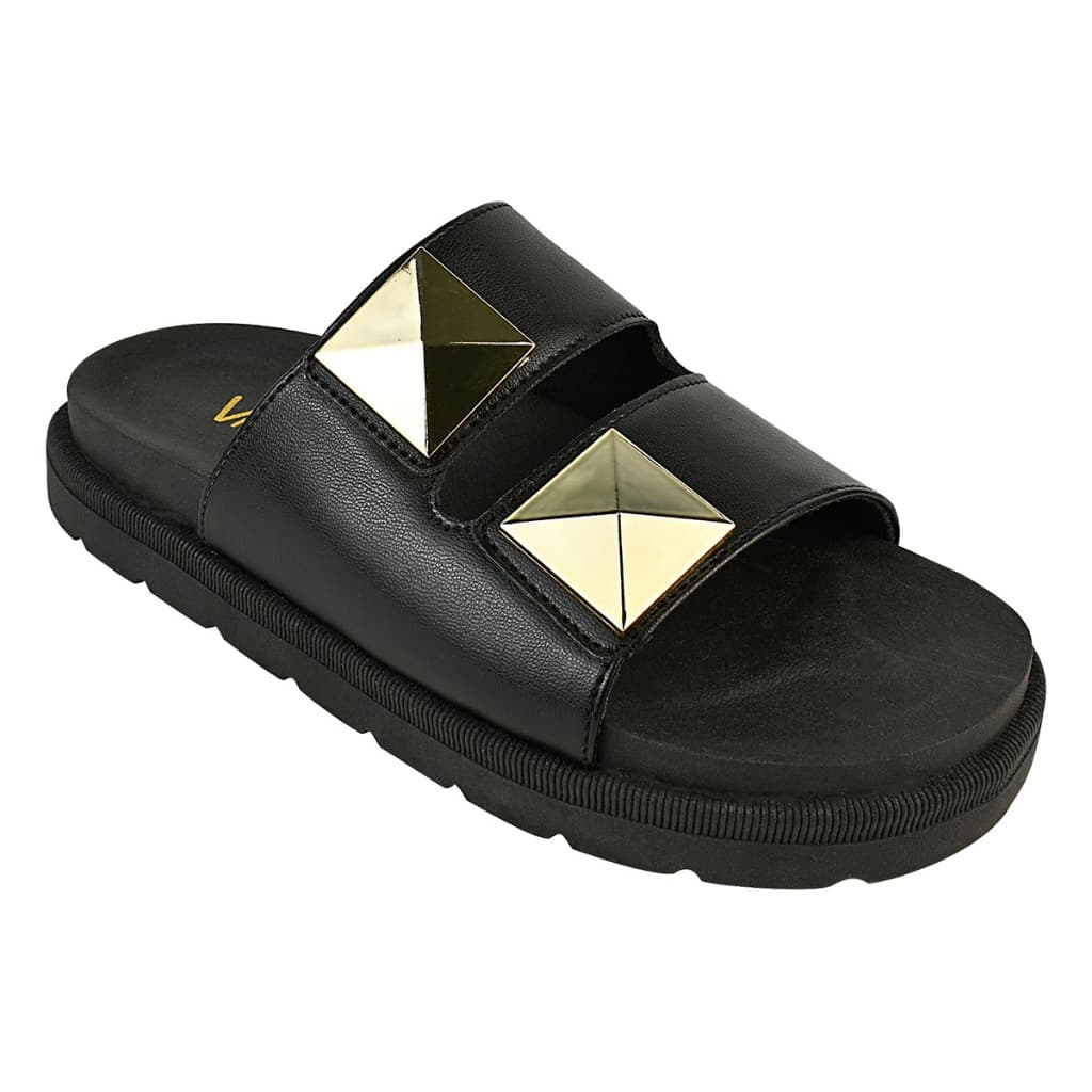 Papete Feminina Vitrine shoes Chinelo Confortável Spike Pirâmide