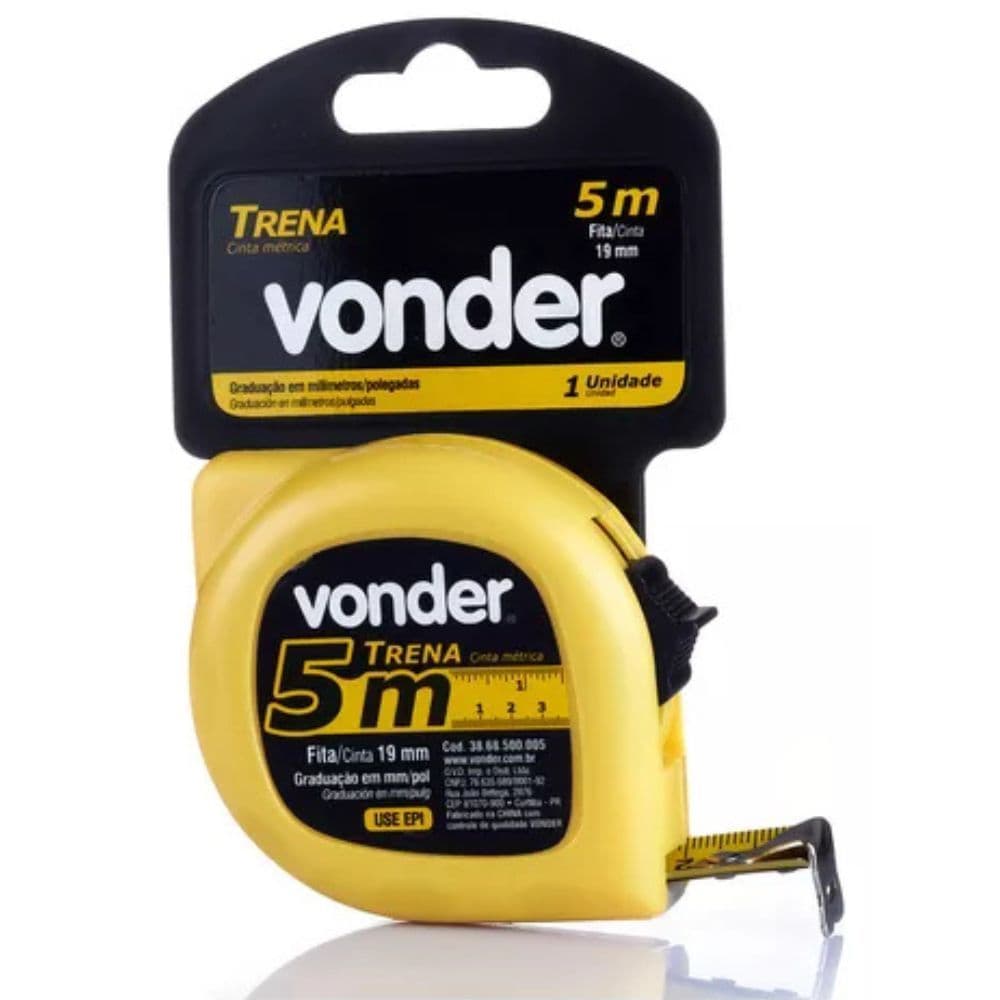 Trena de aço 5mx19mm Vonder econômica medição