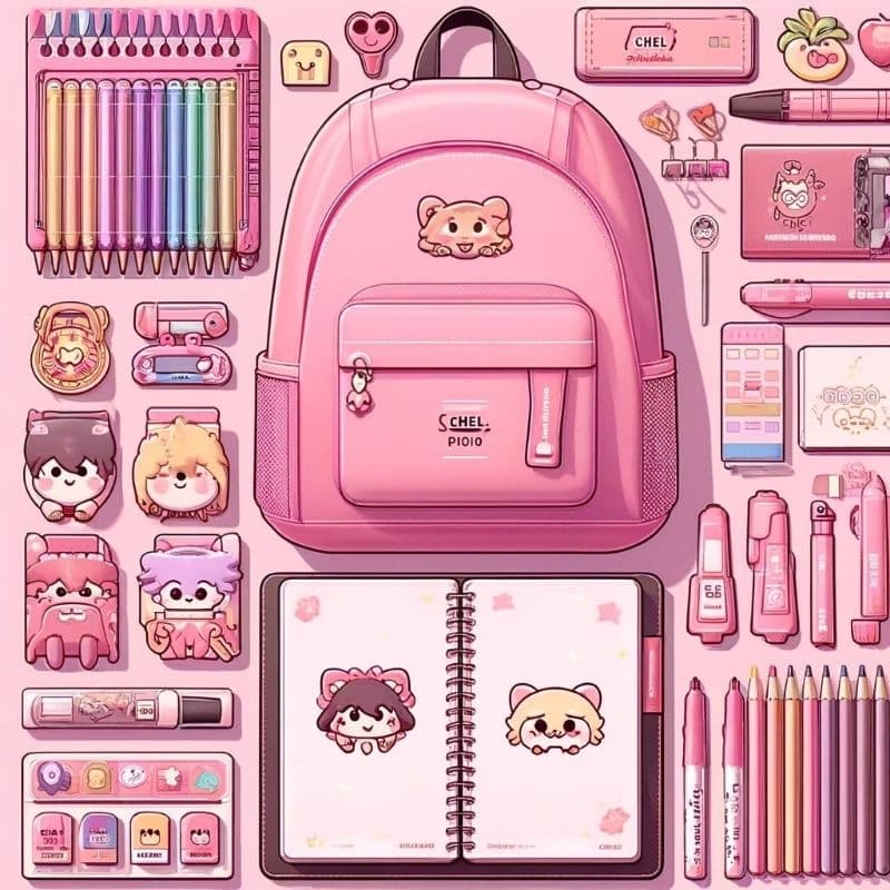 Kit Completo de Material Escolar Fofo e de Qualidade 20 unidades Mochila Estojo Caderno Canetas Mais pra Meninos Meninas