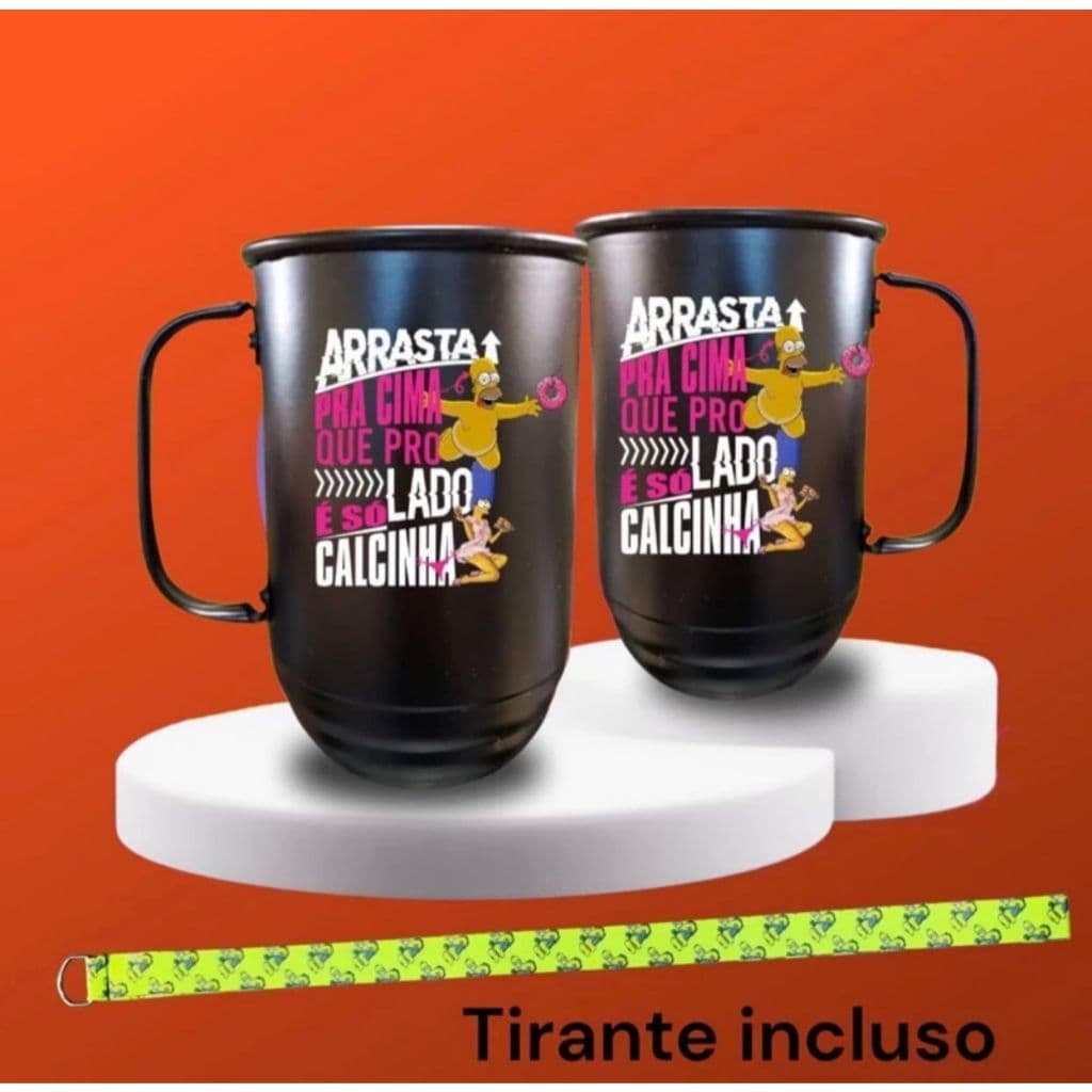 Caneca  personalizada alumínio 500ml  - Caneca com tirante