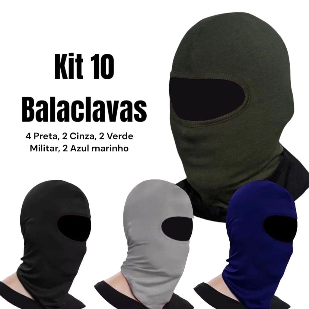 Conjunto com 10 Balaclavas de Proteção Uv
