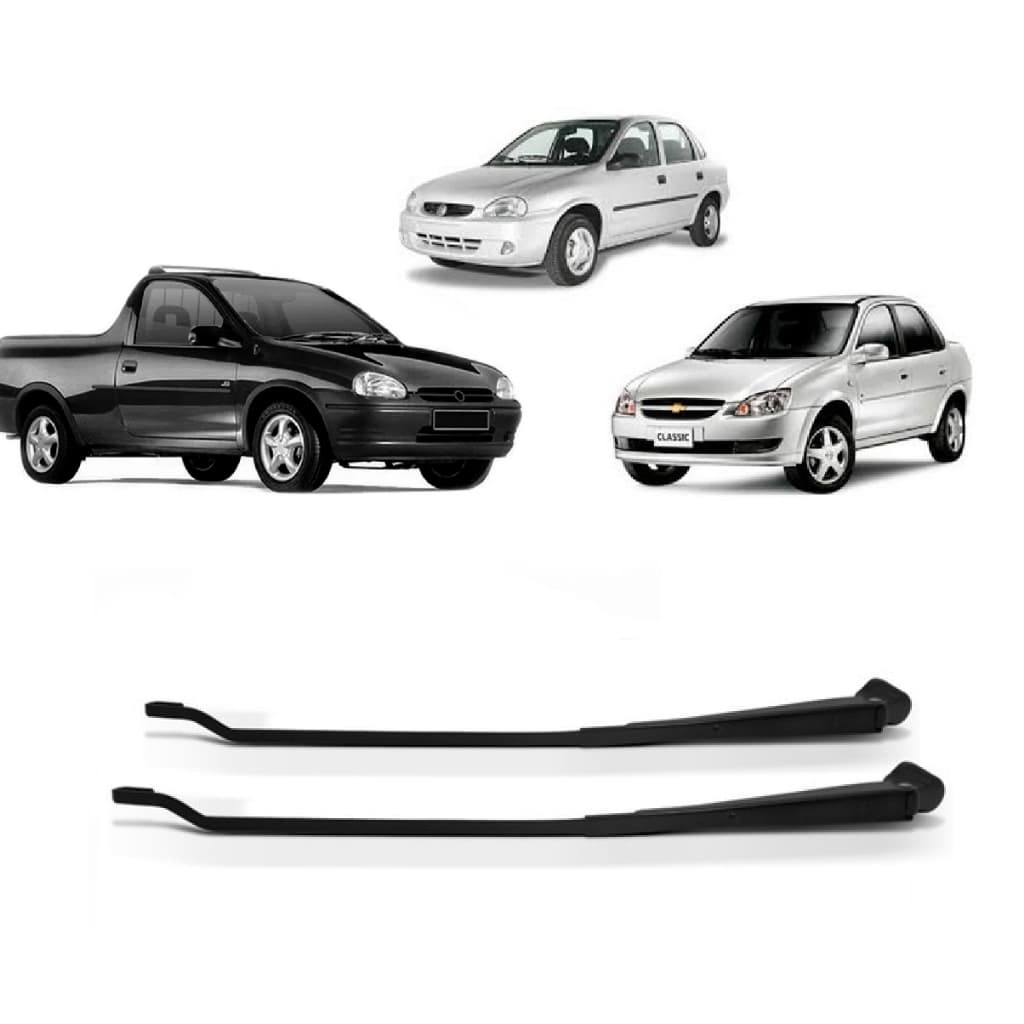 Par Braço Limpador Dianteiro GM Corsa Pickup Corsa Classic Wind 1994 ate 2012 LE + LD Encaixe Gancho