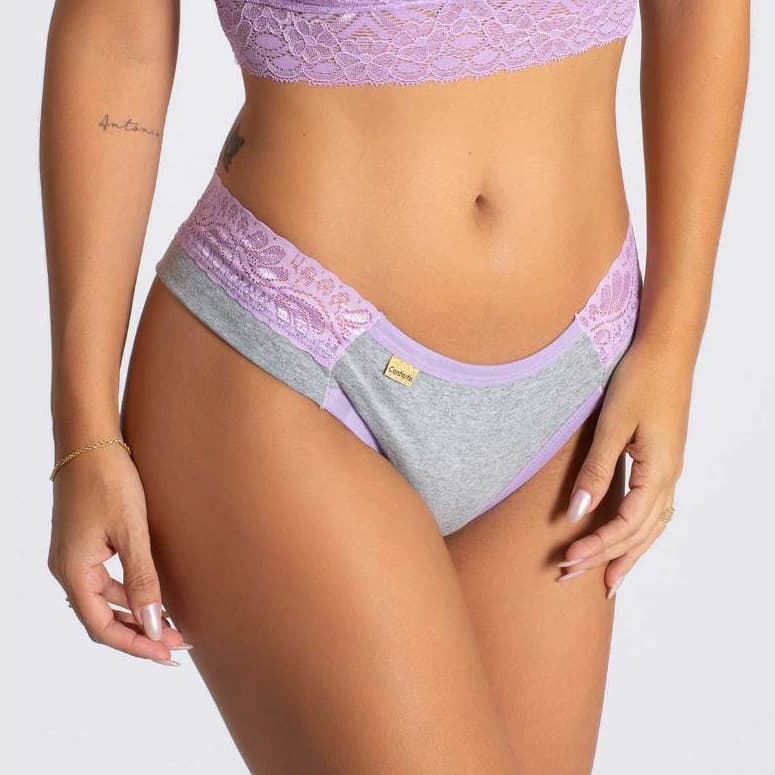 kit 5 calcinhas cotton mescla conforto com renda não marca forro algodão cores lindas feminina