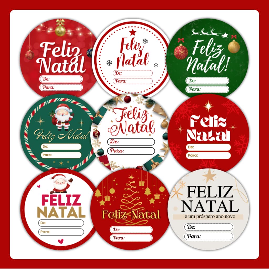 Kit 100 Adesivos Natal De Para Embalagem Cliente Presente Lembrancinha Natal