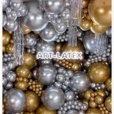 Balão cromado n16 c/12 unidades de bexiga cromada art latex cores prata e dourada a escolher