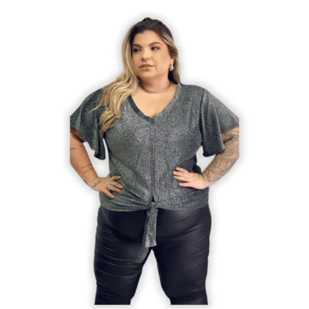 Blusa Feminina para Festas com Brilho Plus Size MidSize em Lurex GG G1 G2 G3 Promoção