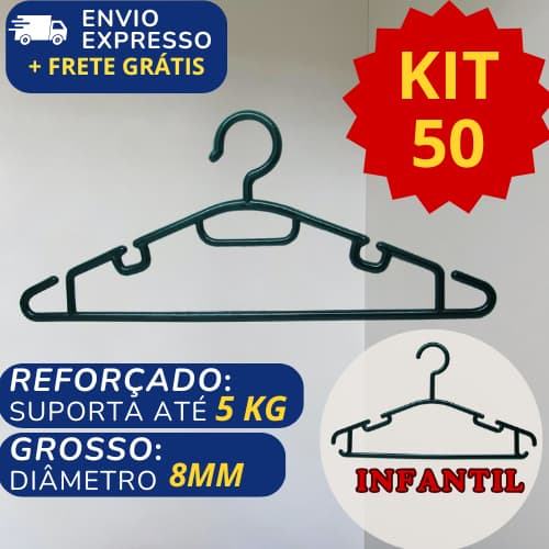 Cabide Adulto ou Infantil Reforçado Kit até 50 Cabides Resistente Varal