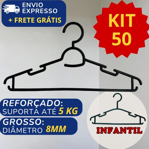 Cabide Adulto ou Infantil Reforçado Kit até 50 Cabides Resistente Varal