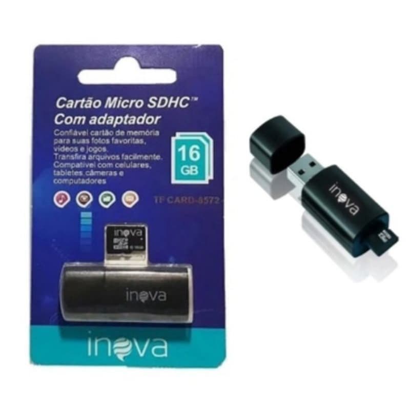 cartão de memoria 16gb micro SDHC com adaptador USB inova