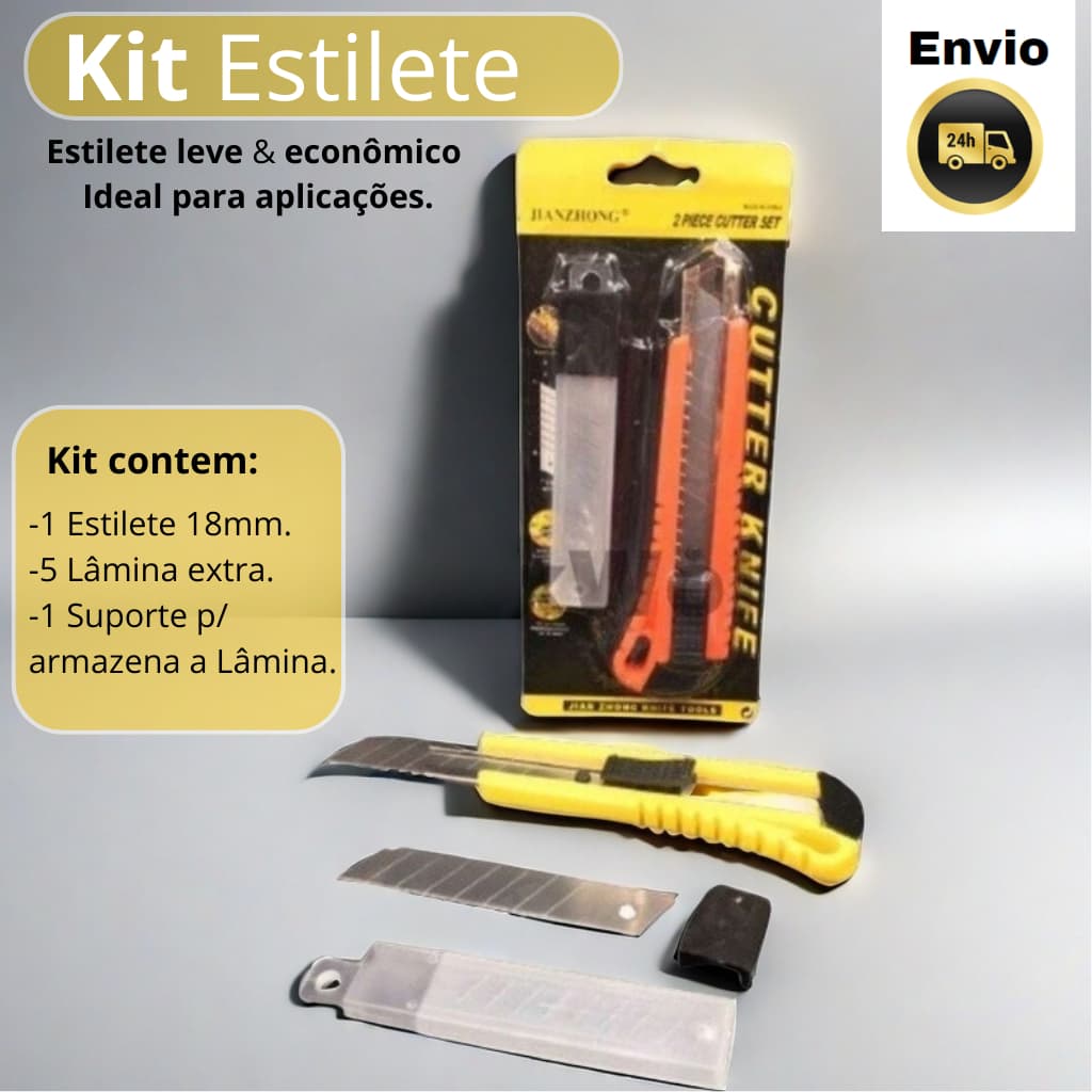 Kit Estilete 18mm /  5 peças de Lâmina extra