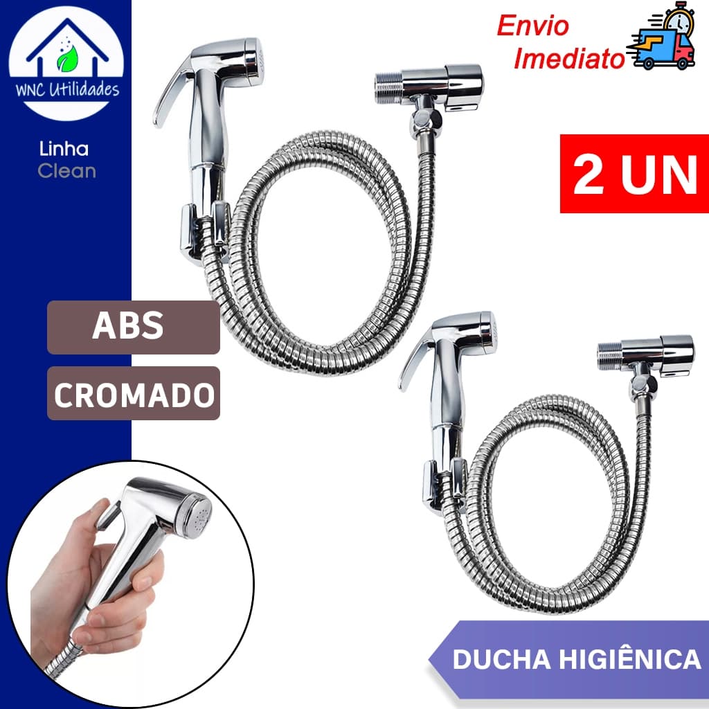 Kit 2 Ducha Higiênica banheiro Abs Metal aço Inox Cromada 100% Completa Luxo 1/4 de volta