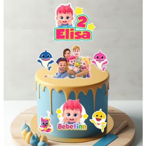 Topo topper de bolo BEBEFINN personalizado com nome e idade